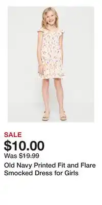 Old Navy Old Navy Printed Fit and Flare Smocked Dress for Girls offer