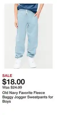 Old Navy Old Navy Favorite Fleece Baggy Jogger Sweatpants for Boys offer