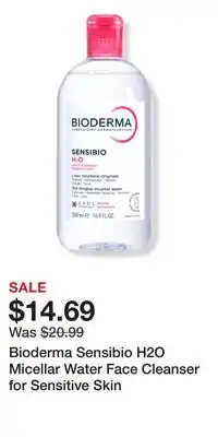 Ulta Beauty Bioderma Sensibio H2O Micellar Water Face Cleanser for Sensitive Skin offer