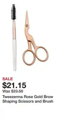 Ulta Beauty Tweezerma Rose Gold Brow Shaping Scissors and Brush offer