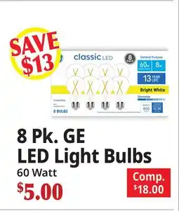 Ocean State Job Lot 8 Pk. GE LED Light Bulbs offer
