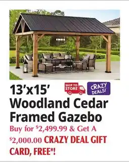 Ocean State Job Lot 13'x15' Woodland Cedar Framed Gazebo offer