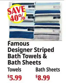 Ocean State Job Lot Famous Designer Striped Bath Towels & Bath Sheets offer