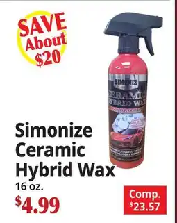 Ocean State Job Lot Simonize Ceramic Hybrid Wax offer