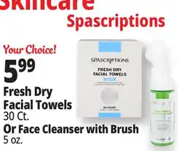 Ocean State Job Lot Fresh Dry Facial Towels 30 Ct. Or Face Cleanser with Brush 5 oz offer