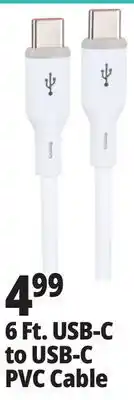 Ocean State Job Lot 6 Ft. USB-C to USB-C PVC Cable offer