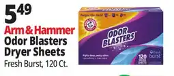 Ocean State Job Lot Arm & Hammer Fresh Burst Scent Odor Blasters Dryer Sheets 120 Count offer