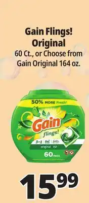 Ocean State Job Lot Gain Flings Oxi Boost and Febreze Original Scent Laundry Detergent Pacs 60 Count offer