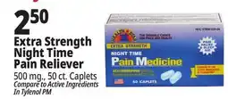 Ocean State Job Lot Health Star Night Time Extra Strength 500 mg Acetaminophen Pain Reliever Caplets 50 Caplets offer