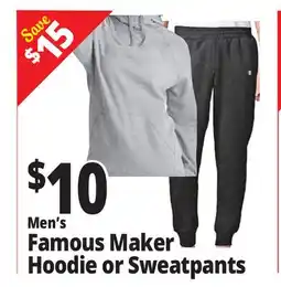 Ocean State Job Lot Men's Famous Maker Hoodie or Sweatpants offer