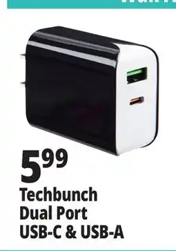 Ocean State Job Lot TechBunch Dual USB A+C Wall Charger offer