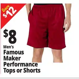 Ocean State Job Lot Men's Famous Maker Performance Tops or Shorts offer