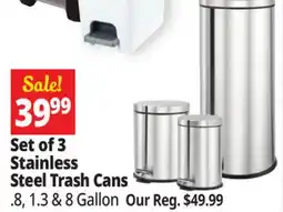 Ocean State Job Lot Set of 3 Stainless Steel Trash Cans offer