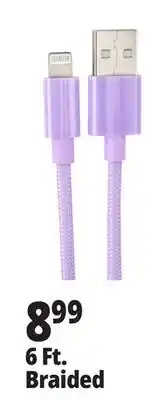 Ocean State Job Lot 6 Ft. Braided Apple/Android/USB-C Cables offer