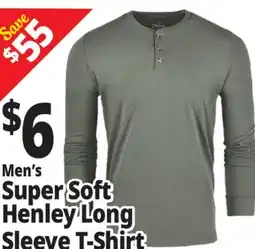 Ocean State Job Lot Men's Super Soft Henley Long Sleeve T-Shirt offer
