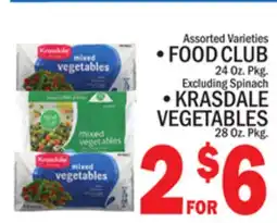 C Town FOOD CLUB, KRASDALE VEGETABLES offer
