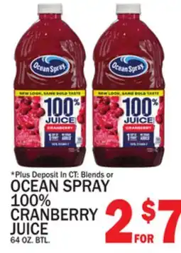 C Town OCEAN SPRAY 100% CRANBERRY JUICE offer