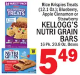 C Town KELLOGG'S NUTRI GRAIN BARS 16 Pk. 20.8 Oz. Boxes offer