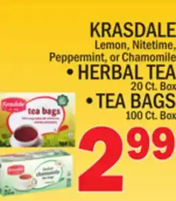 C Town KRASDALE HERBAL TEA 20 Ct. Box, TEA BAGS 100 Ct. Box offer