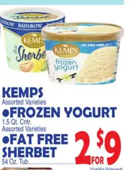 Bravo Supermarkets KEMPS FROZEN YOGURT, FAT FREE SHERBET offer