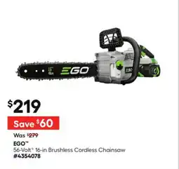 Lowe's 56-VoltG 16-in Brushless Cordless Chainsaw offer