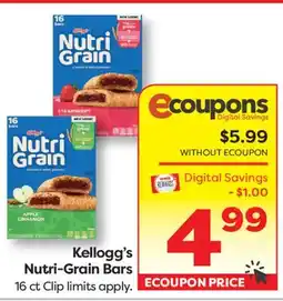 Weis Markets Kellogg's Nutri-Grain Bars offer