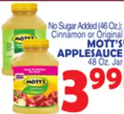 Bravo Supermarkets MOTT'S APPLESAUCE 48 Oz. Jar offer
