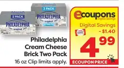 Weis Markets Philadelphia Cream Cheese Brick Two Pack offer