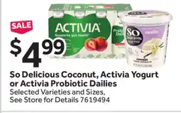 Stop&Shop So Delicious Coconut, Activia Yogurt or Activia Probiotic Dailies offer