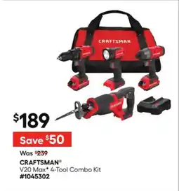 Lowe's V20 MaxF 4-Tool Combo Kit offer