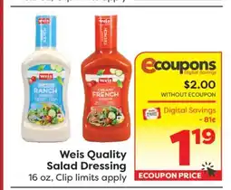 Weis Markets Weis Quality Salad Dressing offer