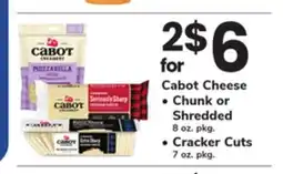 ACME Cabot Cheese Chunk or Shredded 8 oz. pkg. Cracker Cuts 7 oz. pkg offer