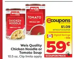 Weis Markets Weis Quality Chicken Noodle or Tomato Soup offer