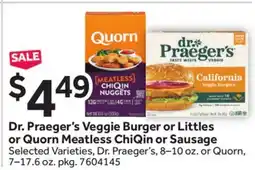 Stop&Shop Dr. Praeger's Veggie Burger or Littles or Quorn Meatless ChiQin or Sausage offer