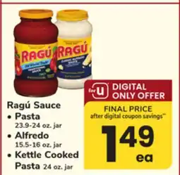 ACME Ragú Sauce Pasta 23.9-24 oz. jar Alfredo 15.5-16 oz. jar Kettle Cooked Pasta 24 oz. jar offer