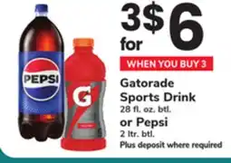 ACME Gatorade Sports Drink 28 fl. oz. btl. or Pepsi 2 ltr. btl offer