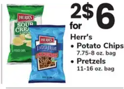 ACME Herr's, Potato Chips 7.75-8 oz. bag, Pretzels 11-16 oz. bag offer