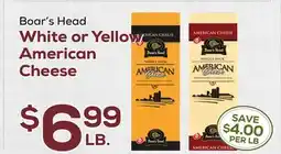 DeCicco & Sons Boar's Head White or Yellow American Cheese offer