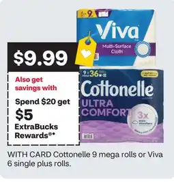 CVS Cottonelle 9 mega rolls or Viva 6 single plus rolls offer