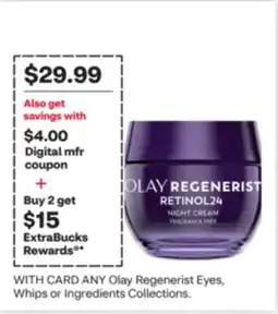 CVS ANY Olay Regenerist Eyes, Whips or Ingredients Collections offer