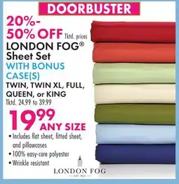 Boscov's LONDON FOG Sheet Set WITH BONUS CASE(S) offer