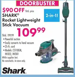 Boscov's SHARK Rocket Lightweight Stick Vacuum offer