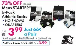 Boscov's Mens STARTER 6-Pack Athletic Socks offer