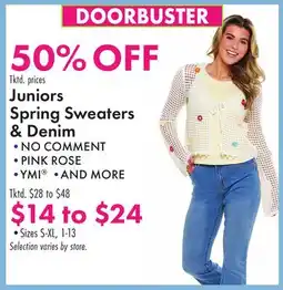 Boscov's Juniors Spring Sweaters & Denim offer