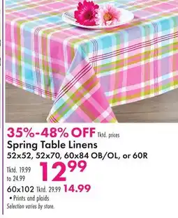 Boscov's Spring Table Linens 52x52, 52x70, 60x84 OB/OL, or 60R offer