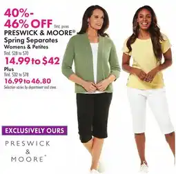 Boscov's PRESWICK & MOORE Spring Separates Womens & Petites offer