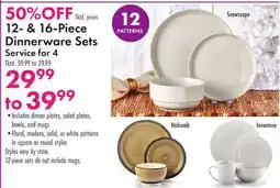 Boscov's 12-& 16-Piece Dinnerware Sets offer