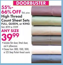 Boscov's DOORBUSTER High Thread Count Sheet Sets FULL, QUEEN, or KING offer