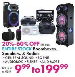 Boscov's ENTIRE STOCK Boomboxes, Speakers, & Radios offer