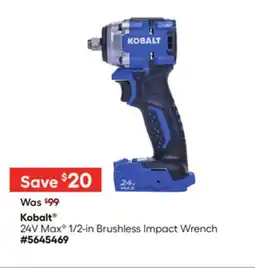 Lowe's Kobalt 24V MaxC 1/2-in Brushless Impact Wrench offer